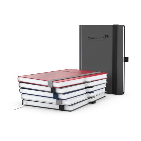 Notizbuch Vision-Book Kunstleder-Hardcover matt-farbig Anthrazit | DIN A5 | ohne Werbeanbringung | Hochweiß/Winkelkaro | Kupferprägung inkl.