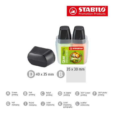 STABILO BOSS MINI 4er Box Leuchtmarkierer 1-farbiger Tampondruck