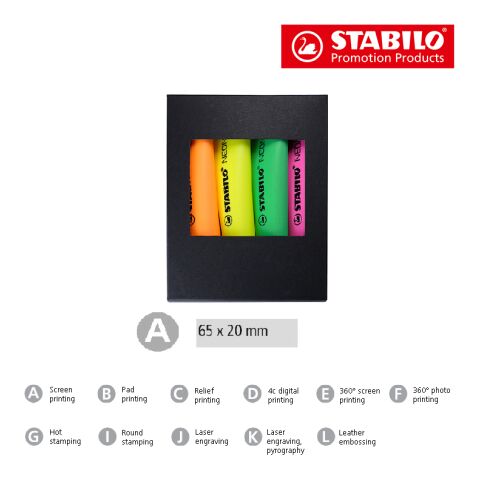 STABILO NEON 4er-Set Leuchtmarkierer Siebdruck