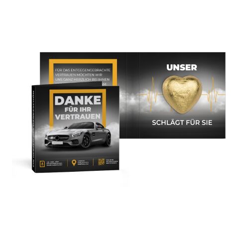 Werbekarte mit Lindt Schokoladen Herz 5 g gold | ohne Werbeanbringung