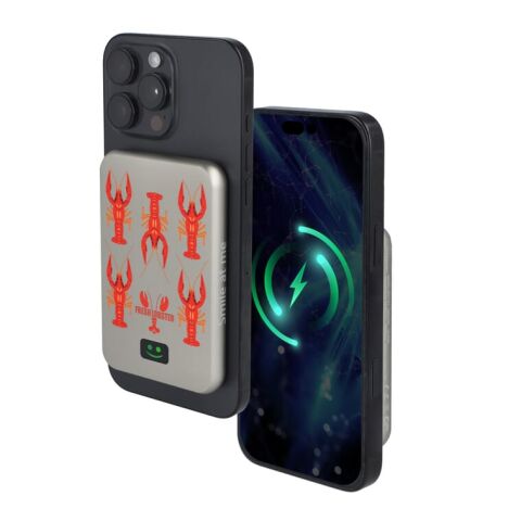 Xoopar Smile Wireless Mirror Powerbank Kompatibel mit MagSafe 5000mAh Hellgrau | Gravur | Rückseite | 60 mm x 75 mm