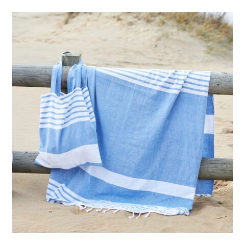 Sagaform Ella Hamam Baumwolltasche 41x38 cm Blau / Weiss | ohne Werbeanbringung