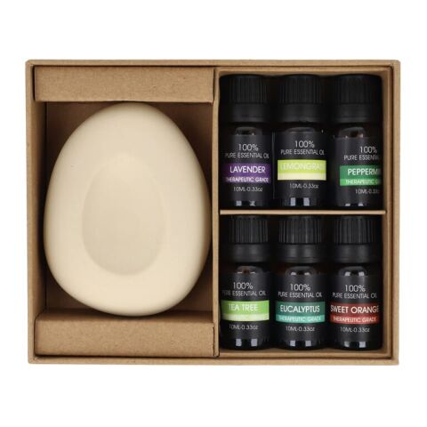 InsideOut Aroma Pebble Geschenkset mit 6 ätherischen Ölen Ecru | ohne Werbeanbringung | Nicht verfügbar | Nicht verfügbar