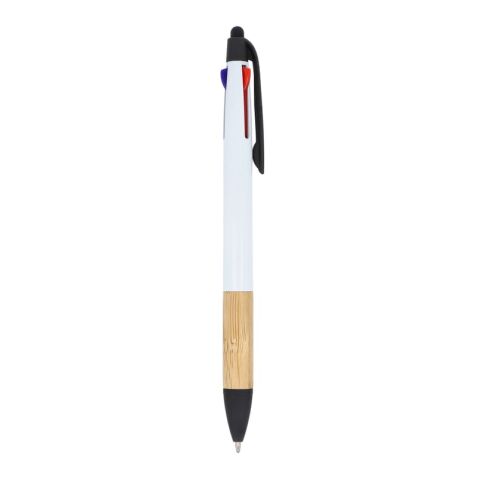 3-Farben-Stift mit Bambusgriff Weiss