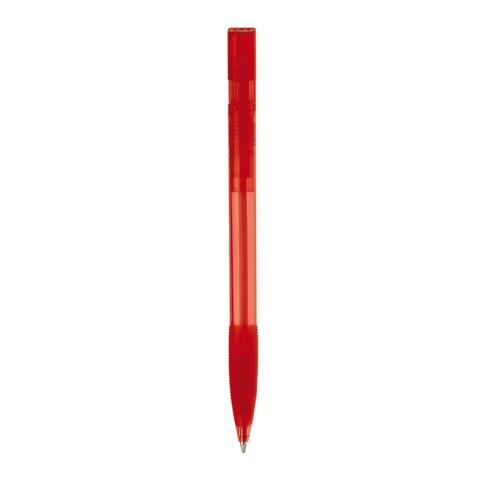 Kugelschreiber Nash Transparent mit Gummigriff Rot Weiß-Rot Weiß