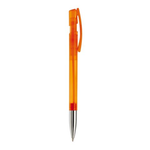 Kugelschreiber Nash Transparent mit Metallspitze Orange-Orange | 1-farbiger Siebdruck | 90° vom Clip | 42 mm x 25 mm | Nicht verfügbar