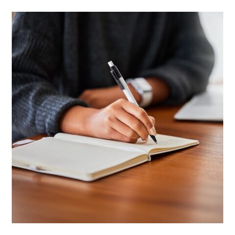 Kugelschreiber Baron Colour Hardcolour Weiss-Schwarz | 1-farbiger Siebdruck | 180° vom Clip | 45 mm x 25 mm | Nicht verfügbar