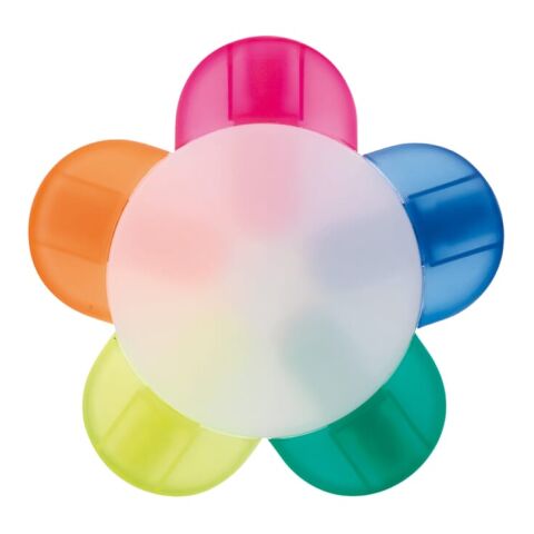 Textmarker Blume mit 5 Farben regenbogenfarben | 1-farbiger Tampondruck | Seite 2 | Ø 50 mm | Nicht verfügbar