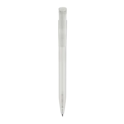 Kugelschreiber S45 R-PET Transparent Weiss-Weiss | 1-farbiger Siebdruck | in Verlängerung vom Clip | 45 mm x 25 mm | Nicht verfügbar