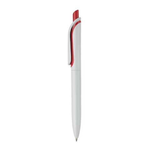 Kugelschreiber Modell Click Shadow - Hergestellt in Deutschland Weiss-Rot Weiß | 1-farbiger Tampondruck | Clip | 25 mm x 5 mm | Nicht verfügbar