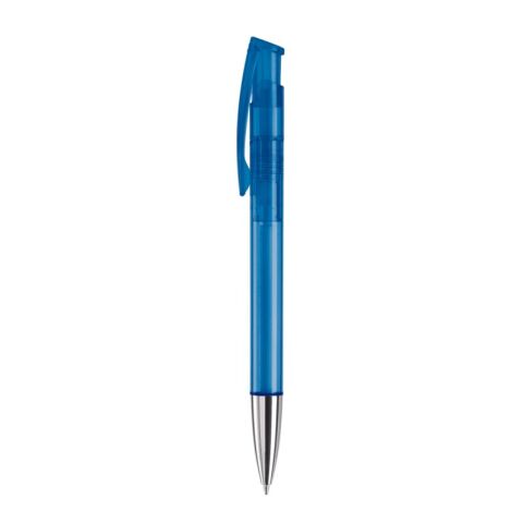 Kugelschreiber Avalon Transparent mit Metallspitze Blau Weiss-Blau Weiss | 1-farbiger Siebdruck | 90° vom Clip | 50 mm x 25 mm | Nicht verfügbar