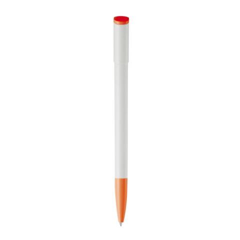 Kugelschreiber Deniro Hardcolour Weiss-Orange | 1-farbiger Tampondruck | Clip | 30 mm x 7 mm | Nicht verfügbar