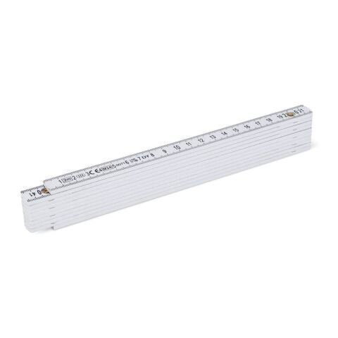 Kalibrierter faltbarer Zollstock 2m Weiss | 1-farbiger Tampondruck | Seite 1 | 65 mm x 18 mm