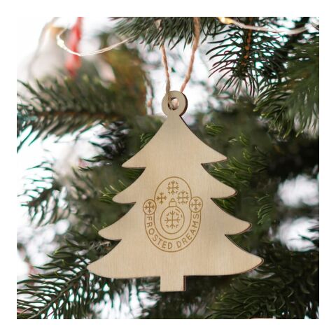 Baumförmiges Weihnachtsornament aus Holz Natur