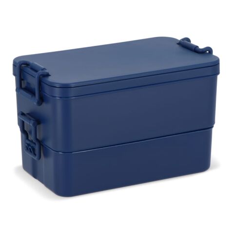 Doppelte Lunchbox mit Besteck Marineblau | ohne Werbeanbringung | Nicht verfügbar | Nicht verfügbar