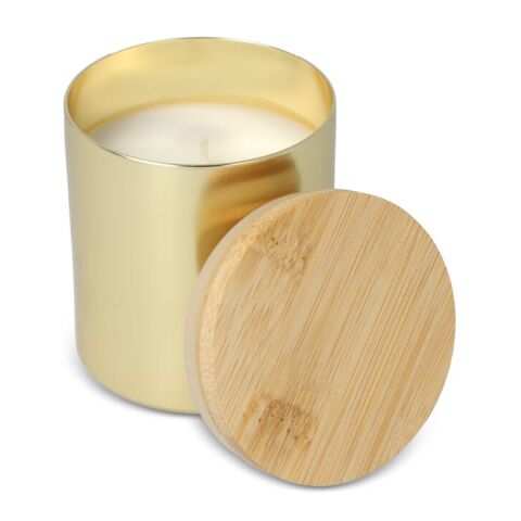 Bhakti-Duftkerze auf pflanzlicher Basis in recyceltem Aluminiumgefäß Gold | ohne Werbeanbringung | Nicht verfügbar | Nicht verfügbar