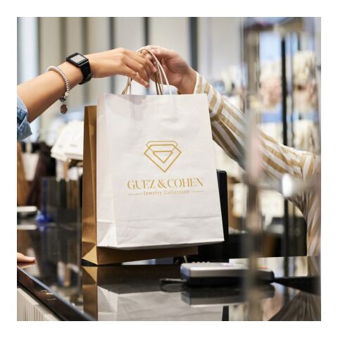 Kraftpapiertüte 90g/m² 22x10x31cm Weiss | ohne Werbeanbringung | Nicht verfügbar | Nicht verfügbar | Nicht verfügbar