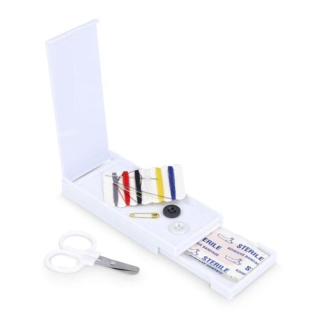 Reise-Näh- und Pflasterset in PP-Box Weiss | ohne Werbeanbringung | Nicht verfügbar | Nicht verfügbar