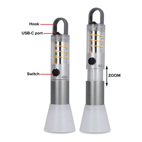 Multifunktions-Taschenlampe aus recycelten Materialien Silber