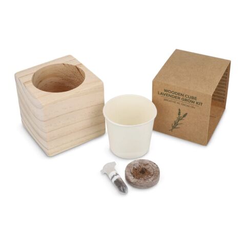 FSC-Holzpflanzgefäß-Set – Lavendel Natur | ohne Werbeanbringung | Nicht verfügbar | Nicht verfügbar