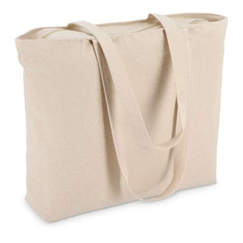 Baumwoll-Tragetasche mit Reißverschluss OEKO-TEX® 47 x 11 x 35cm 320g/m² Ecru