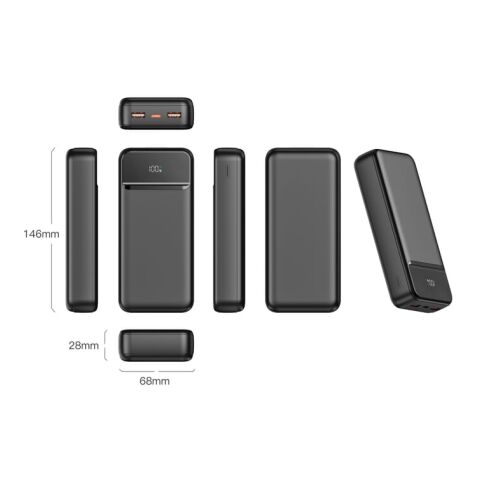 Nolu Powerbank mit LED-Anzeige 20000 mAh Schwarz | ohne Werbeanbringung | Nicht verfügbar | Nicht verfügbar