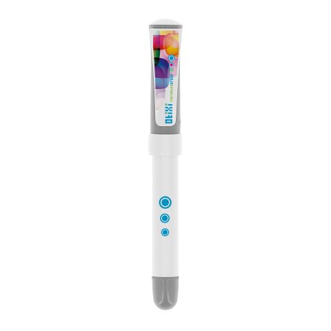 BIC® XS Finestyle Weiß-grau | blaue Tinte | 1-farbiger Siebdruck | Schaft-Clipverlängerung | 25.00 mm x 35.00 mm