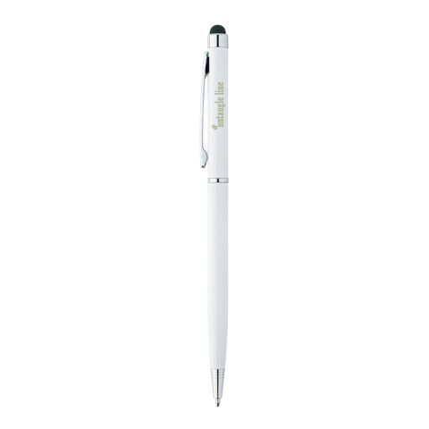 Sleek Stylus Kugelschreiber weiß | 1-farbiger Siebdruck | Schaft-Clipverlängerung | 15.00 mm x 38.00 mm