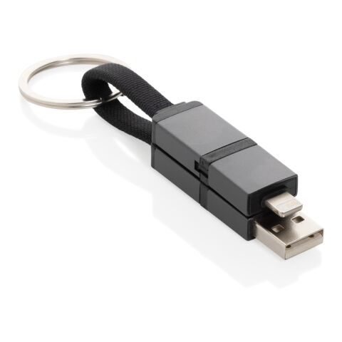 Terra 4-in-1 Schnellladekabel für den Schlüsselbund aus rAlu grau | ohne Werbeanbringung | Nicht verfügbar | Nicht verfügbar