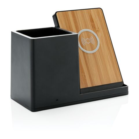 Ontario 10W Wireless Charger aus Bambus und RCS Kunststoff schwarz | ohne Werbeanbringung | Nicht verfügbar | Nicht verfügbar