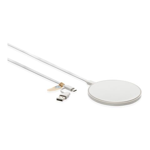 10W Wireless Charger aus RCS Standard recyceltem Kunststoff weiß | ohne Werbeanbringung | Nicht verfügbar | Nicht verfügbar