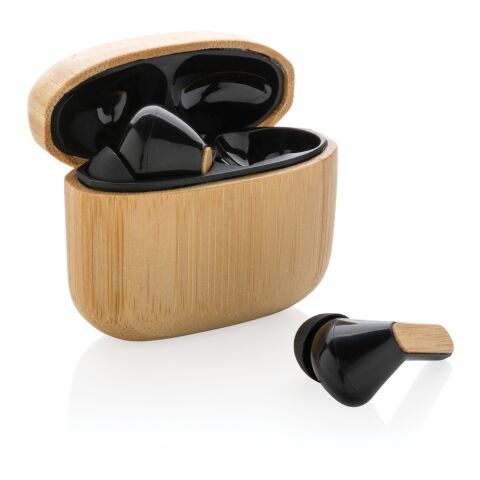 TWS-Kopfhörer aus RCS recyceltem Kunststoff und Bambus braun | ohne Werbeanbringung | Nicht verfügbar | Nicht verfügbar