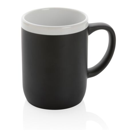 Keramiktasse mit weißem Rand, 300ml schwarz-weiß