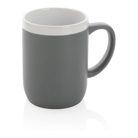 Keramiktasse mit weißem Rand, 300ml grau-weiß | ohne Werbeanbringung | Nicht verfügbar | Nicht verfügbar