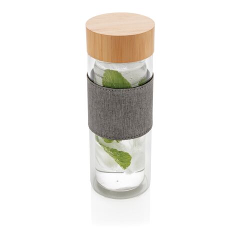 Impact doppelwandige Borosilikatglas-Flasche weiß-grau | ohne Werbeanbringung | Nicht verfügbar | Nicht verfügbar