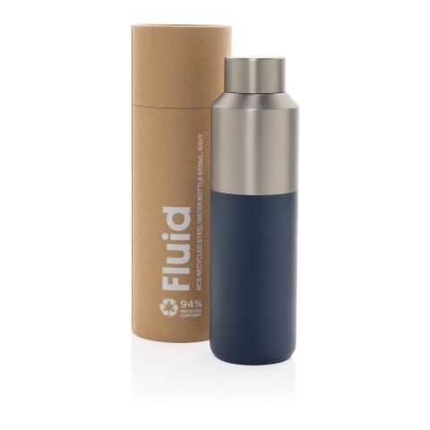 Fluid Flasche aus RCS-zertifiziert recyceltem Stahl, 600ml navy blau | ohne Werbeanbringung | Nicht verfügbar | Nicht verfügbar