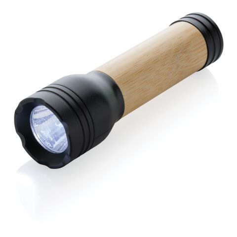 Lucid 1W Taschenlampe aus RCS recycelt. Kunststoff &amp; Bambus schwarz-braun | ohne Werbeanbringung | Nicht verfügbar | Nicht verfügbar