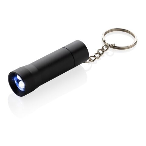 Flash Schlüsselanhänger-Taschenlampe aus RCS rec. Aluminium schwarz | ohne Werbeanbringung | Nicht verfügbar | Nicht verfügbar
