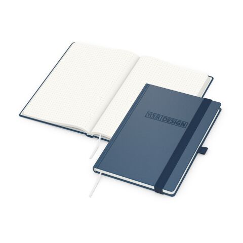 Notizbuch Organic-Book Recycling-Inhaltspapier Apfelleder-Hardcover farbig A5 marineblau | Blindprägung inkl. | Punktraster