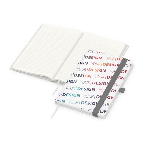 Notizbuch Match-Book RECYCLING Hardcover individuell bedruckt Silber | ohne Werbeanbringung | recyceltes Naturpapier | Winkelkaro