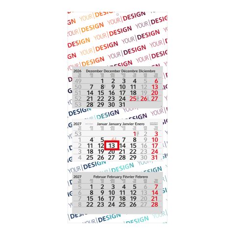 3-Monatskalender Mehrblock Profil 3 RECYCLING Schrift modern Hellgrau | 330 × 700 mm | ohne Werbeanbringung | Nicht verfügbar | Nicht verfügbar | Nicht verfügbar