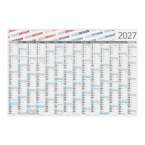 Wandplaner Pure Bambuspapier 980 × 660 mm Dez. Vorjahr – Jan. Folgejahr Weiß | 980 × 660 mm | ohne Werbeanbringung | Individuell (CMYK)