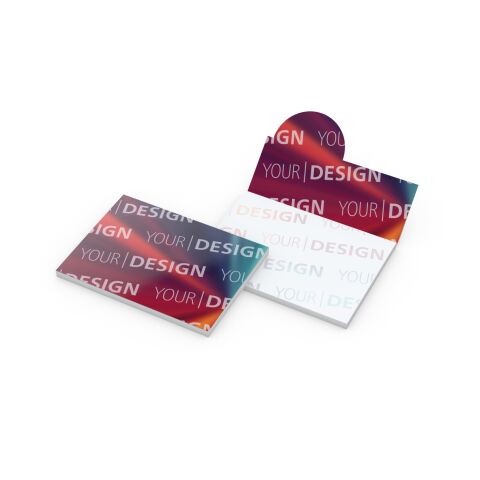 Haftnotizblock Cover Pop-Up Aufsteller formgestanzt Karton-Umschlag 100 × 72 mm | 4C-Quality | ohne Werbeanbringung | kleiner Halbkreis links