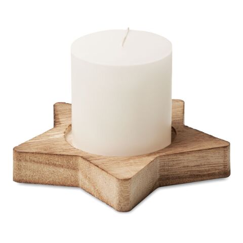 Kerze mit sternförmigen Halter holzfarben
