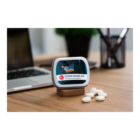 MINI-Klappdose mit Pfefferminzpastillen, 20g weiß | ohne Werbeanbringung