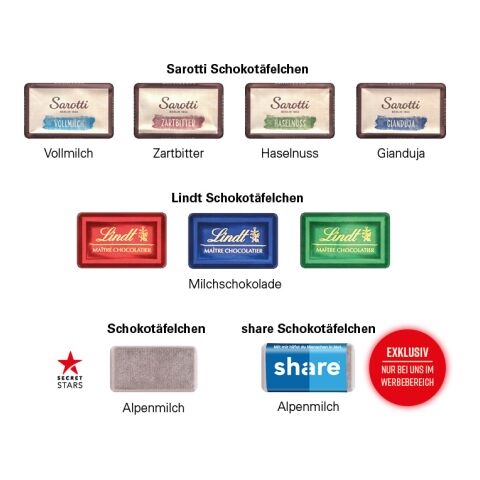 Marken Wand Adventskalender ohne Werbeanbringung | 24 Sarotti Schokotäfelchen