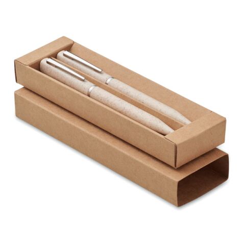 Schreibgeräte-Set Stroh/ABS beige | ohne Werbeanbringung | Nicht verfügbar | Nicht verfügbar | Nicht verfügbar