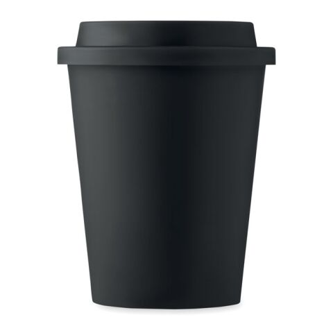 Doppelwandiger Becher PP 300ml mit Deckel schwarz | ohne Werbeanbringung | Nicht verfügbar | Nicht verfügbar