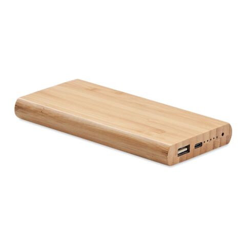 Powerbank mit Ladestation im Bambusgehäuse holzfarben | ohne Werbeanbringung | Nicht verfügbar | Nicht verfügbar