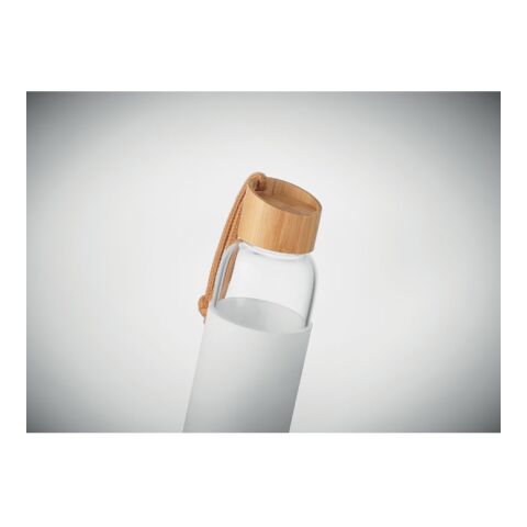 Trinkflasche Glas 500 ml mit Bambus Deckel weiß